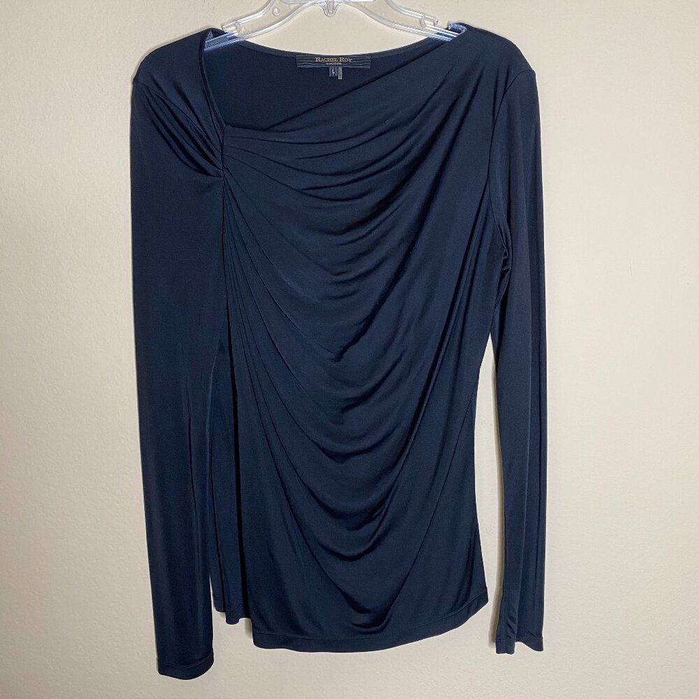 rachel roy silk long sleeve top w/ ruching detail